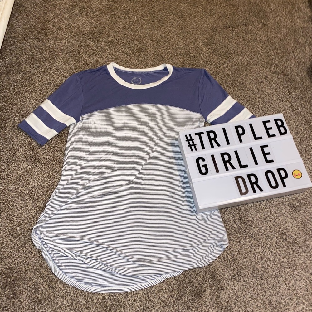 High/Low Blue Striped Top